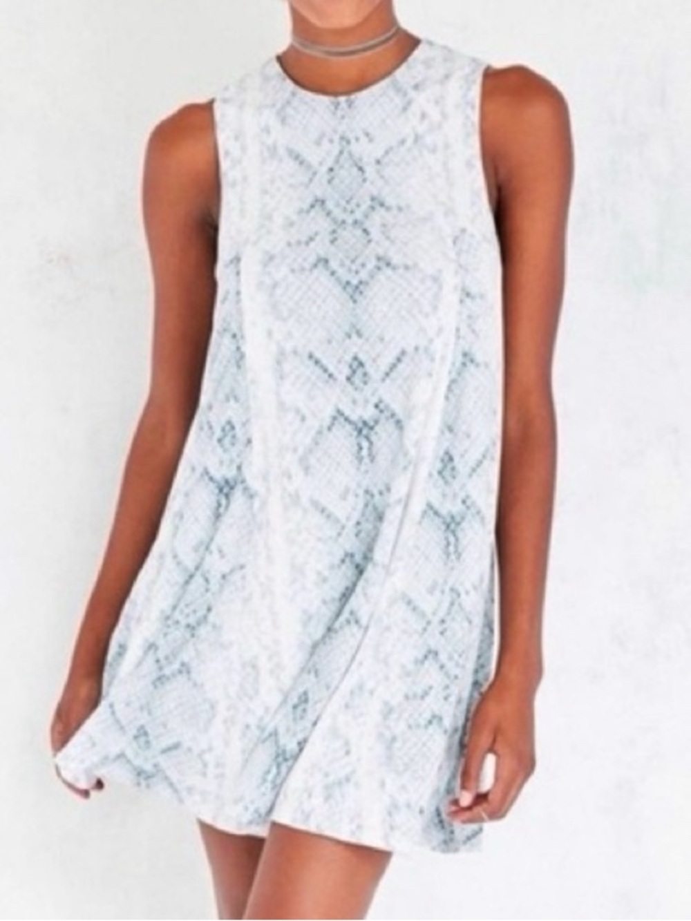 Urban Outfitters Silence + Noise Light Blue Snake Print Mini Dress Size Small